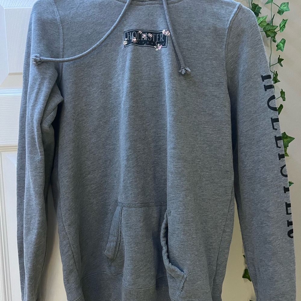 Hollister Grey Flower Design Hoodie
